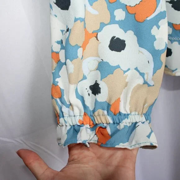 NWOT Joie Floral Fields Boho Blouse Blue White Orange Limited Edition 2XL Fem - Picture 5 of 12